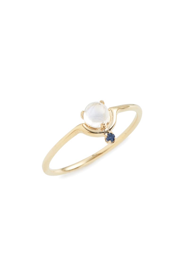 Nestled Moonstone & Sapphire Ring, Main, color, YELLOW GOLD