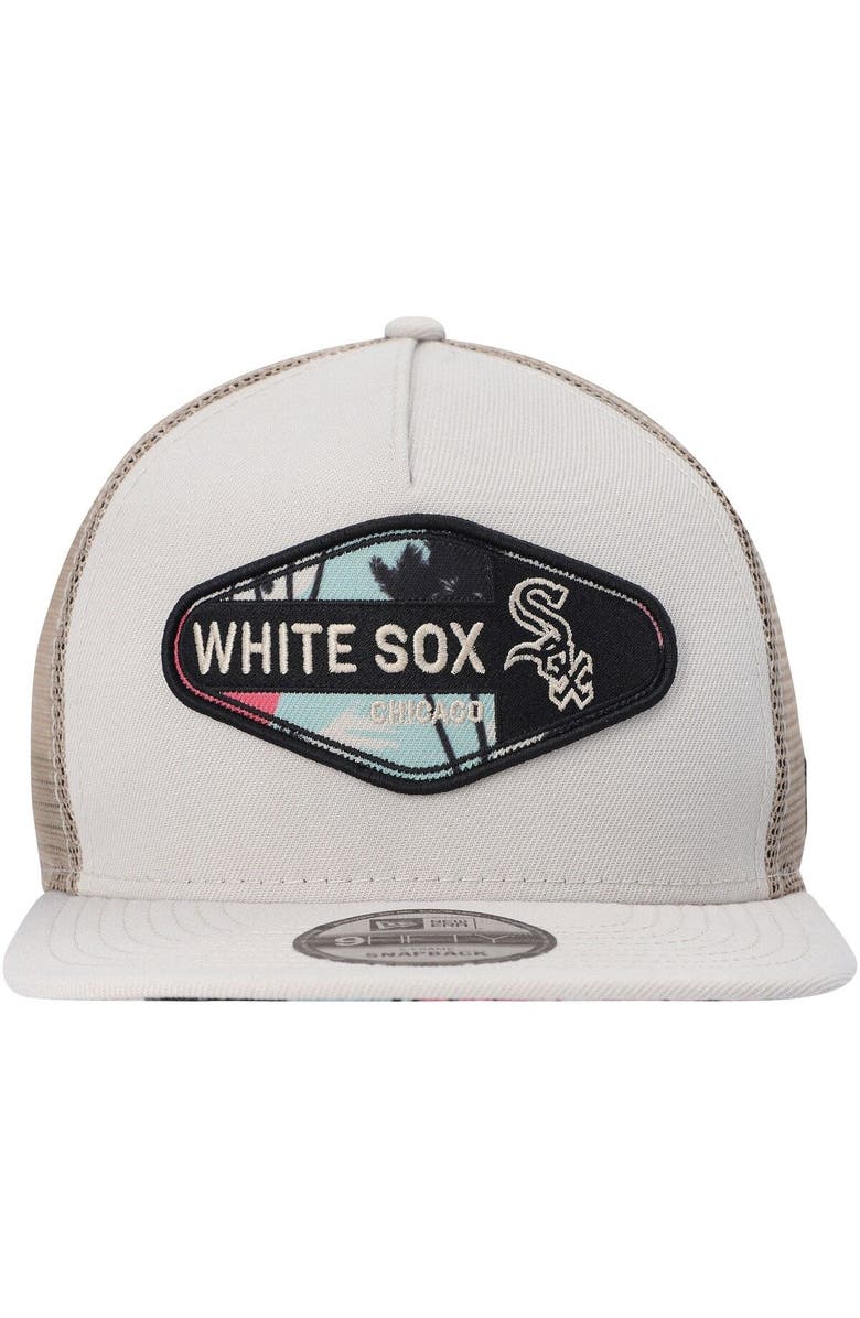 New Era Men's New Era Natural Chicago White Sox Retro Beachin' Patch A-Frame Trucker 9FIFTY Snapback Hat, Alternate, color, Natural
