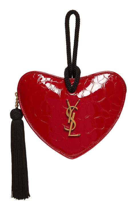 Sac Coeur Croc Embossed Heart Shaped Clutch