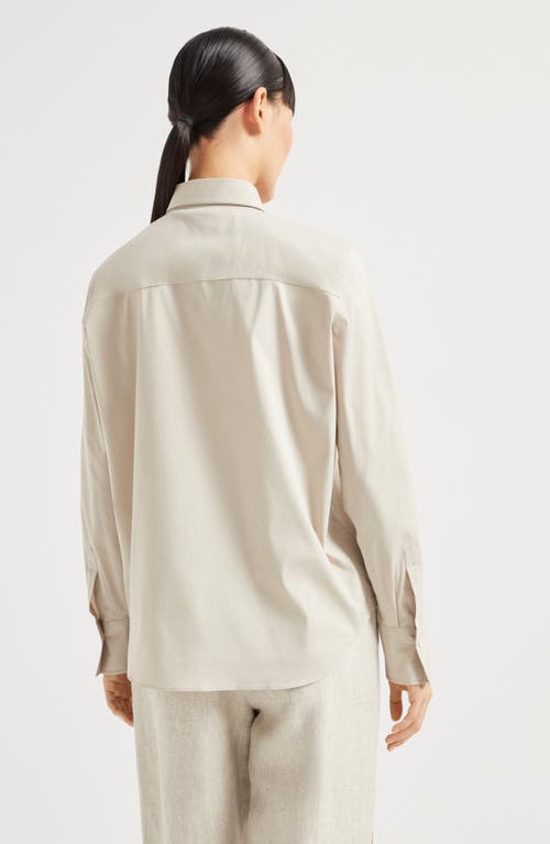 Brunello Cucinelli Shirt With Monili In Cool Beige