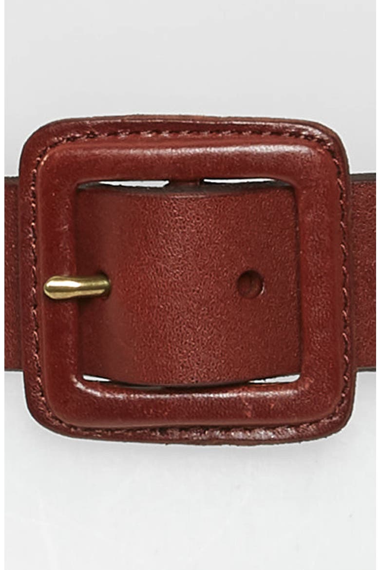 Leather Covered Buckle Belt, Alternate, color, RICH BROWN