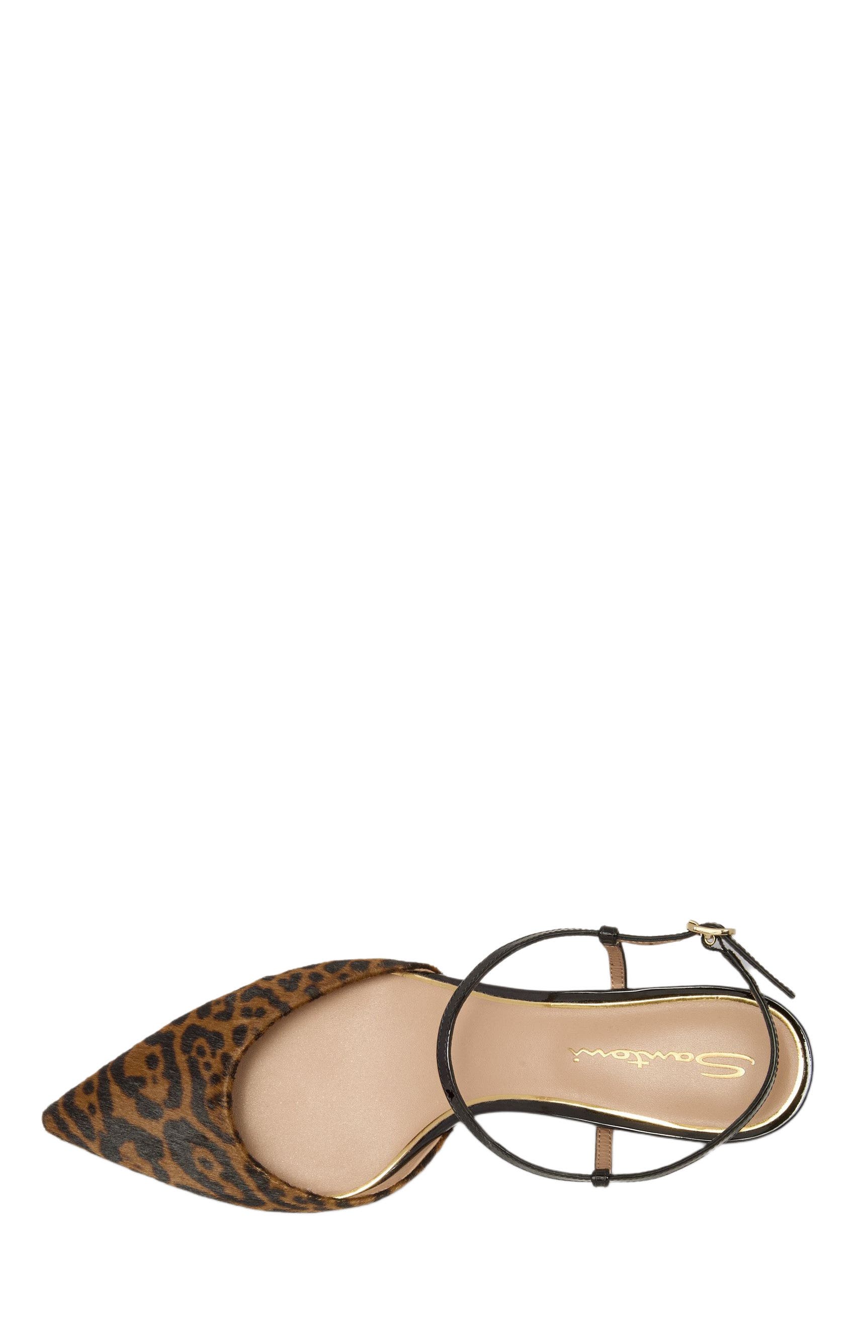 Santoni Women
s animal-print cavallino mid-heel slingback, Alternate, color, Brown