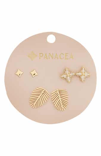 Panacea Set of 3 Palm Leaf Stud Earrings