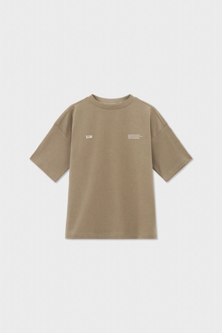 Relaxed Cotton T-Shirt With Print, Main, color, Light Brown