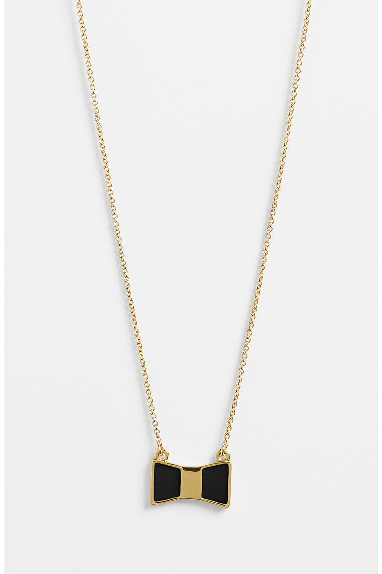 'bow shoppe' pendant necklace, Main, color, BLACK/ GOLD