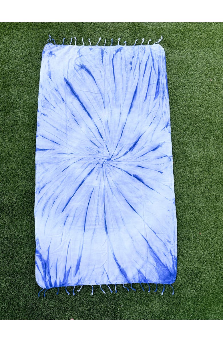 Anaya Tie Dye Turkish Cotton Beach Towel, Alternate, color, Indigo Blue