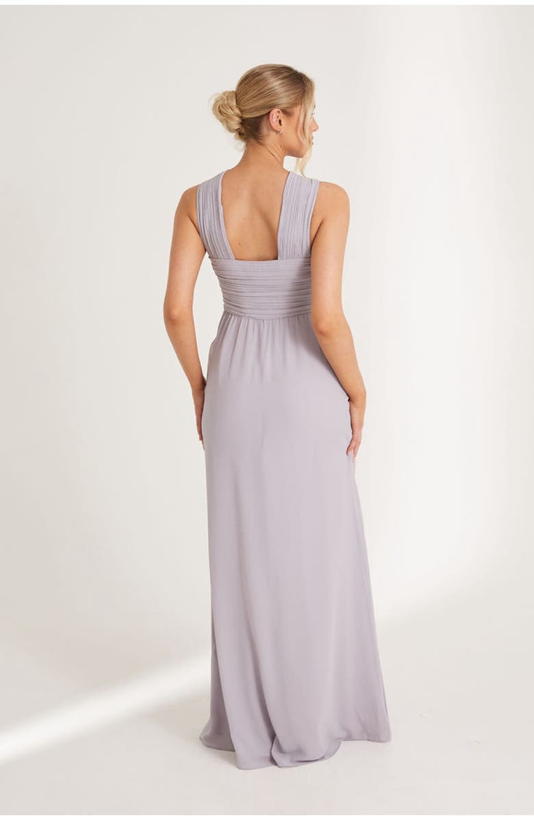 Six Stories Cross Neck Chiffon Bridesmaid Dress, Alternate, color, Lilac