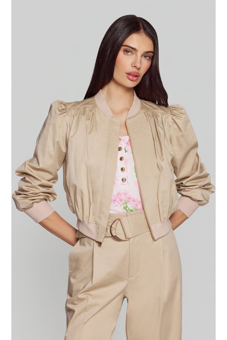 Sariah Cotton Sateen Bomber, Main, color, Beige