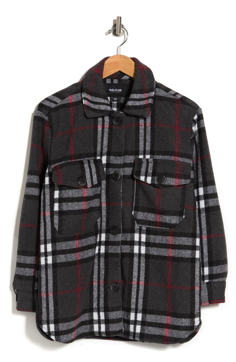 Ookie & Lala Flap Patch Pocket Plaid Shacket, Alternate, color, 