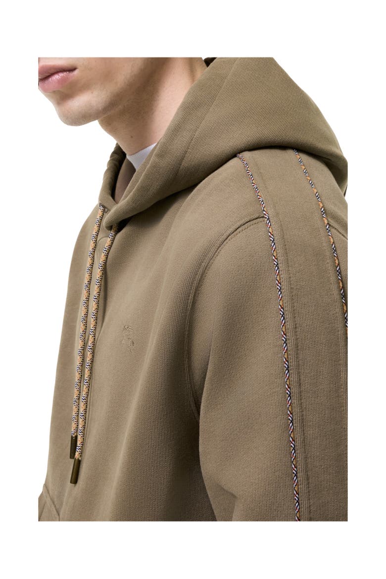 Check Piping Cotton Hoodie, Alternate, color, Finch brown
