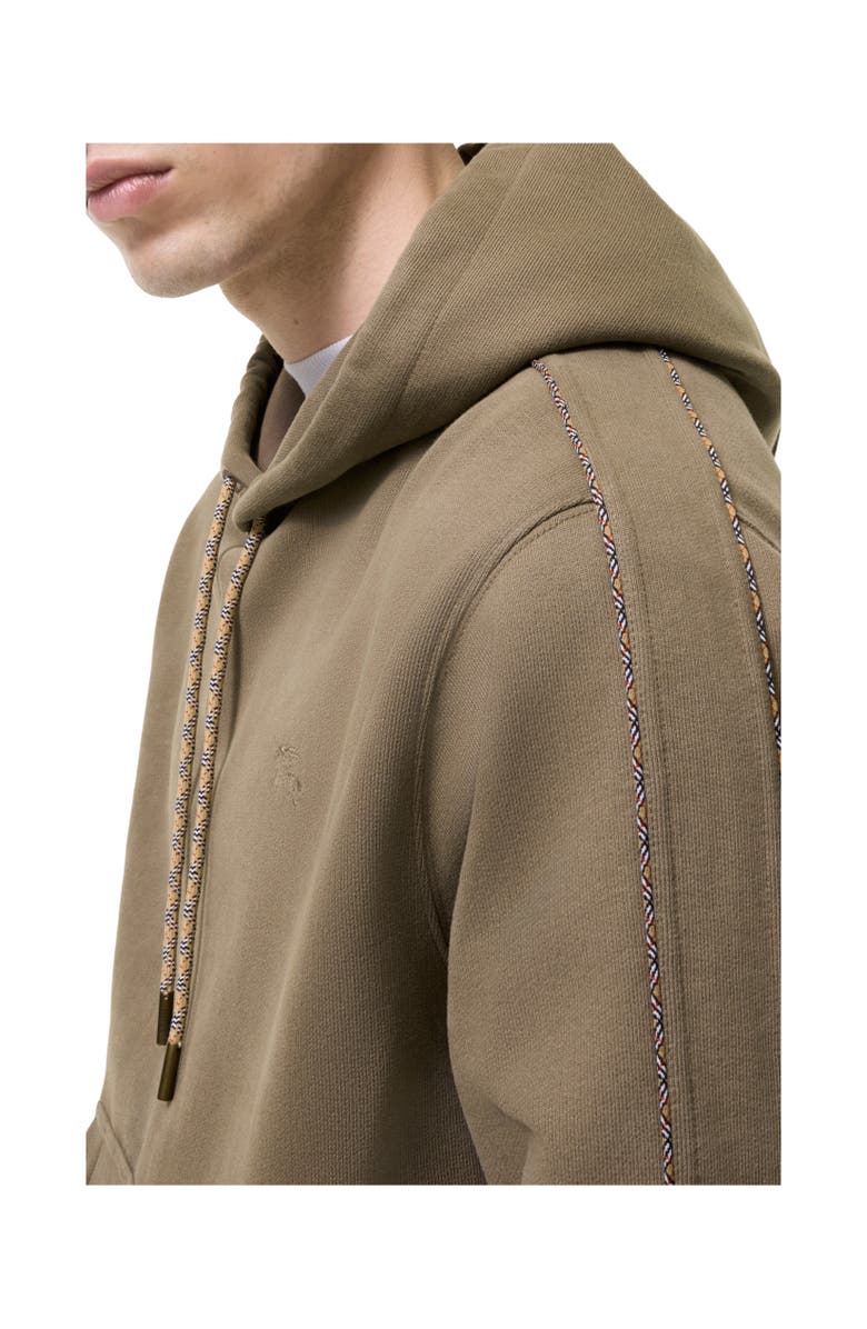 Burberry Check Piping Cotton Hoodie, Alternate, color, Finch Brown