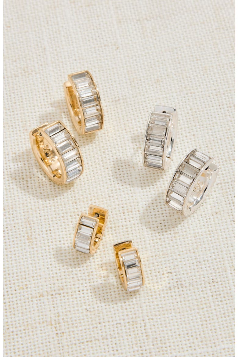 Mini Channel Set Huggie Earrings, Alternate, color, Gold