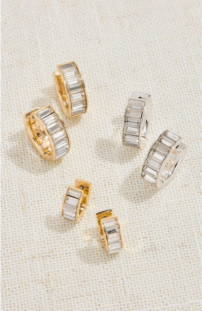 Stella & Dot Channel Set Hoop Earrings, Alternate, color, Gold