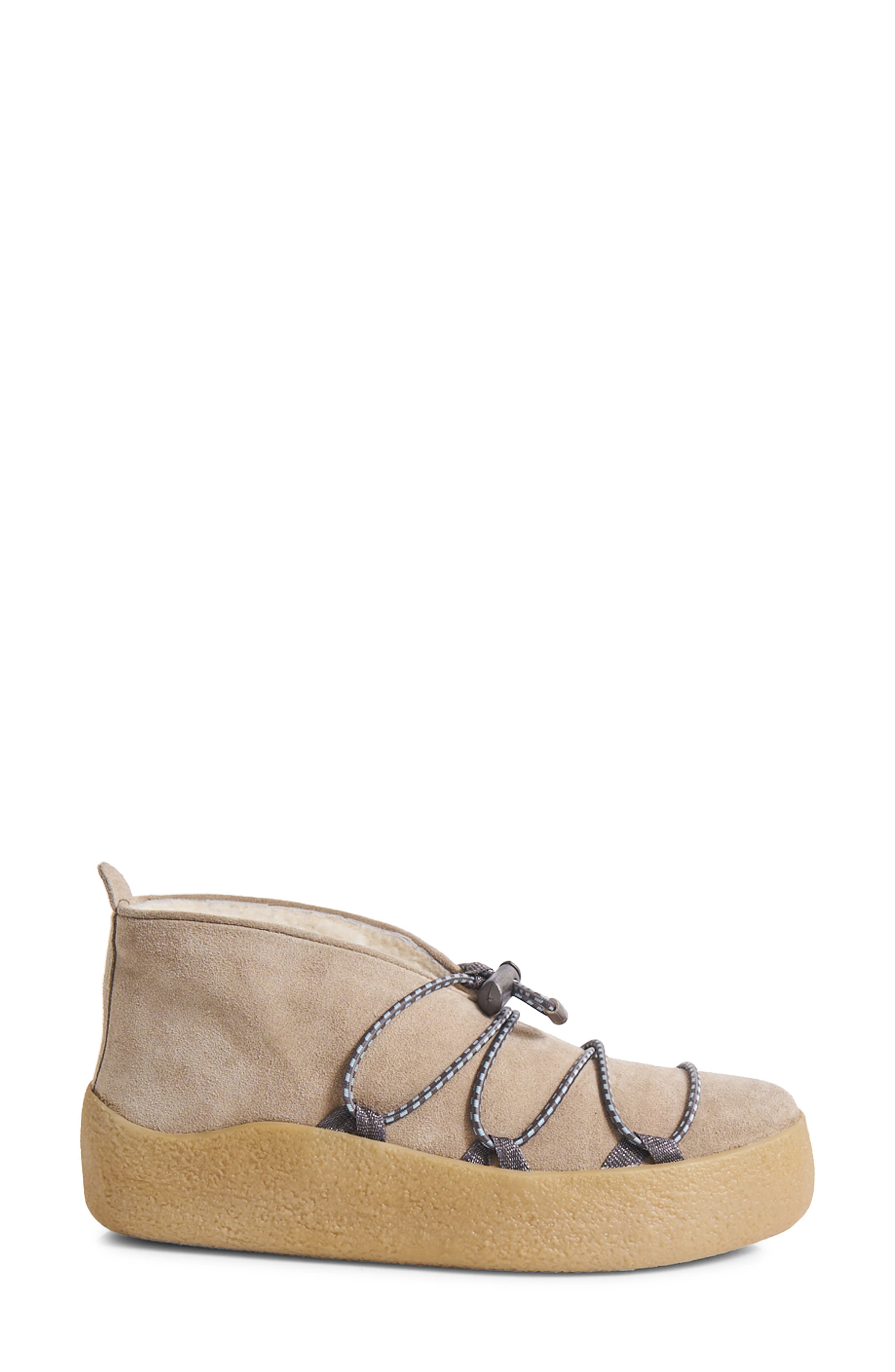 Free People Snowdrop Micro Genuine Shearling Boot, Alternate, color, Dust Bunny Suede