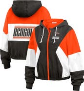 WEAR by Erin Andrews Women's WEAR by Erin Andrews Black/Orange Cincinnati Bengals Color Block Full-Zip Windbreaker Jacket