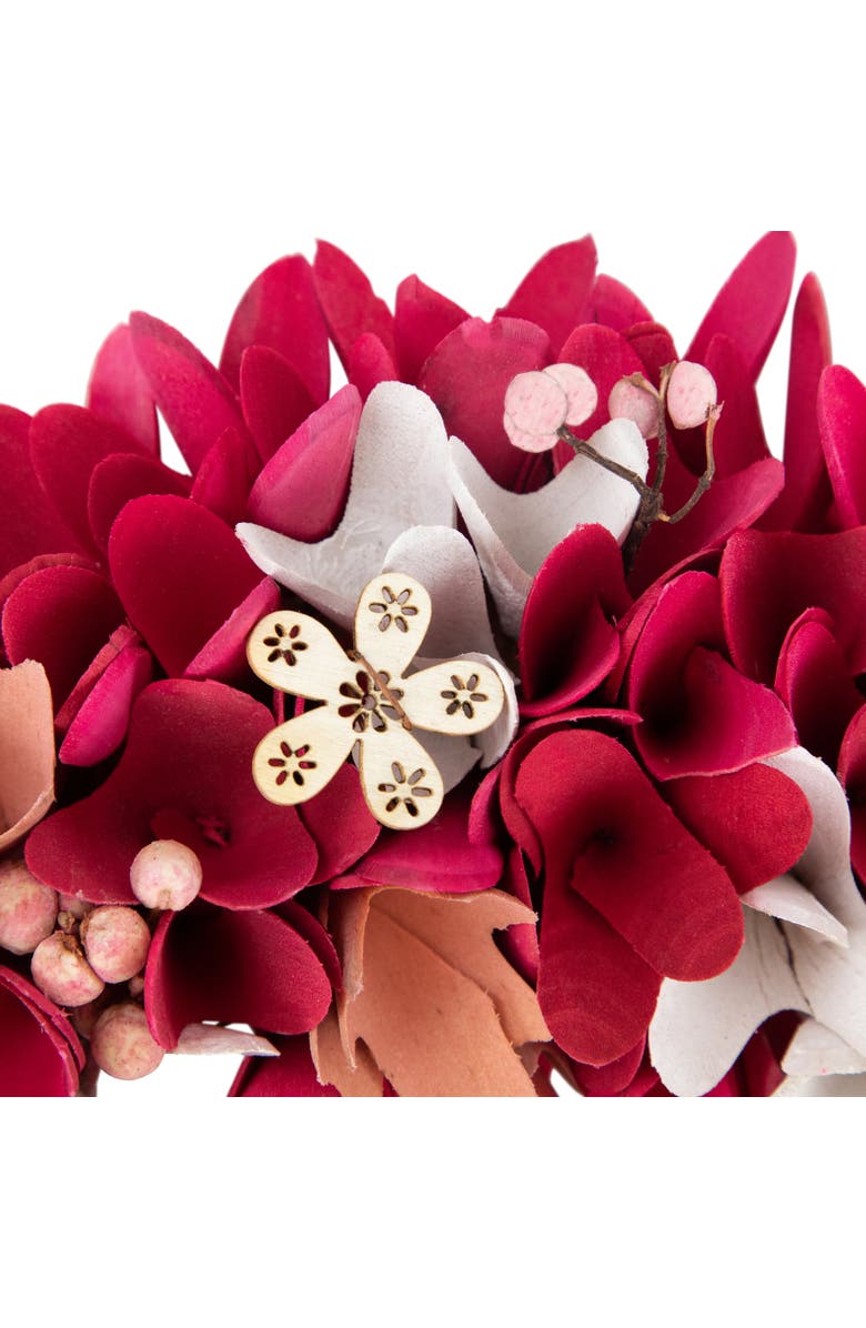 Northlight Wooden Floral Spring Wreath with Berries - 13" - Fuchsia Pink and White, Alternate, color, Red