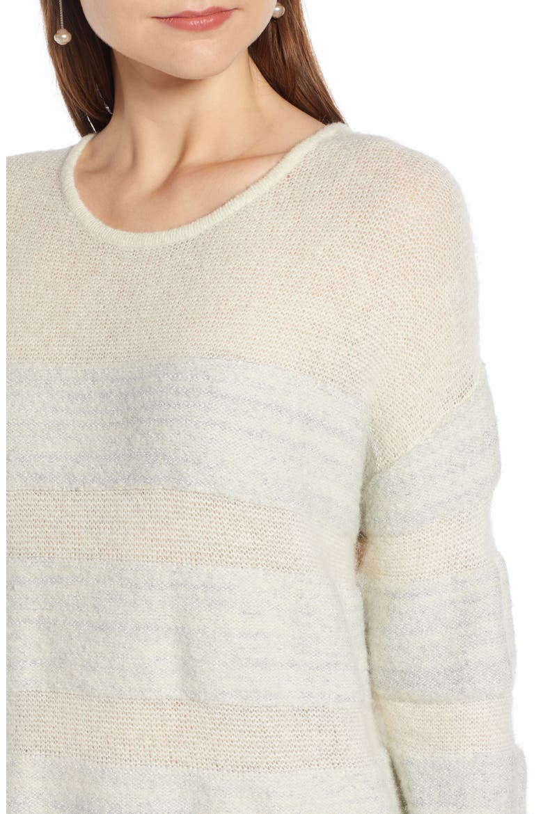 Metallic Stripe Sweater Dress (Nordstrom Exclusive), Alternate, color, IVORY SILVER COMBO