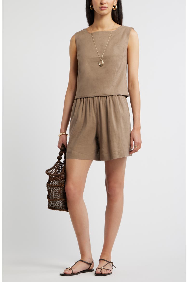 Linen Blend Shell Top, Alternate, color, BROWN LENTIL