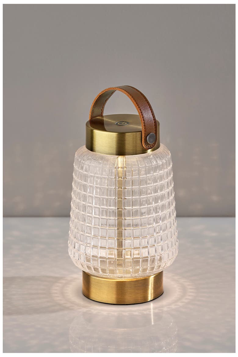 Samara Cordless LED Table Lantern, Alternate, color, ANTIQUE BRASS