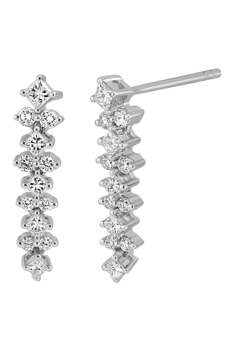 Getty 18K White Gold Diamond Linear Bar Earrings, Main, color, 18K WHITE GOLD