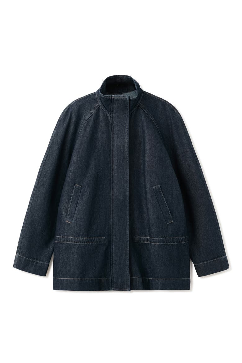 Gathered Waist Denim Parka, Main, color, OPEN BLUE