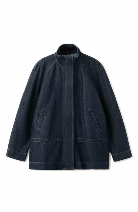 Gathered Waist Denim Parka
