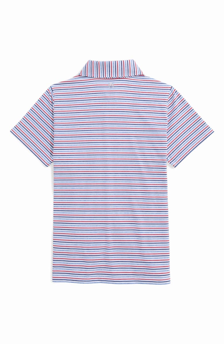 vineyard vines Kids' Stripe Sankaty Performance Polo, Alternate, color, White/ Hull Blu/ Red