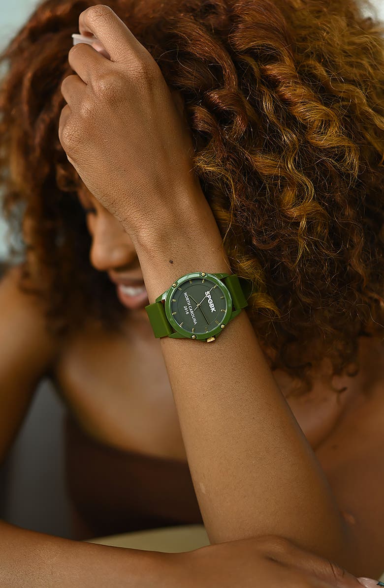 SPGBK Watches Matcha Silicone Strap Watch, 44mm, Alternate, color, Olive