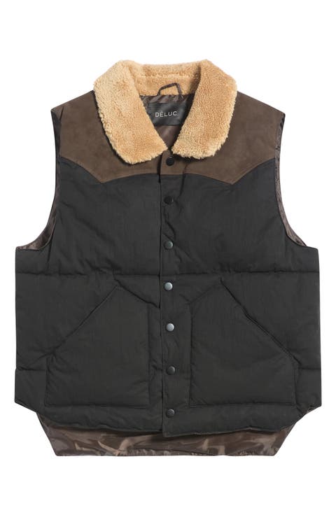 Morrison Combined Faux Shearling Collar Puffer Vest