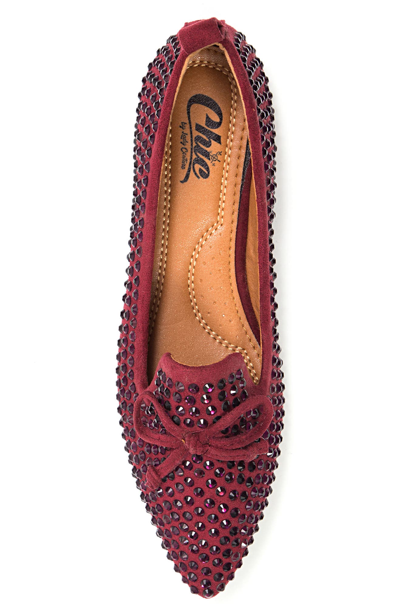 CHIC BY LADY COUTURE Sherry Embellished Bow Flat, Alternate, color, Wine