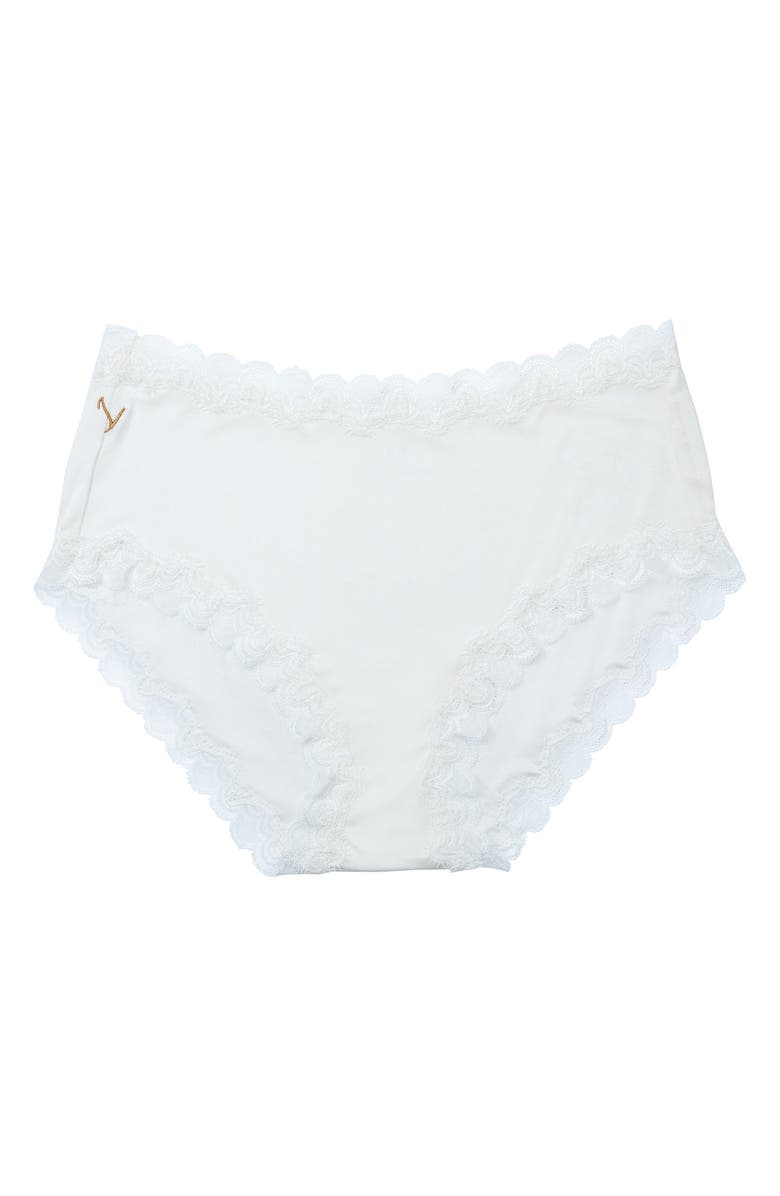 Uwila Warrior Soft Silk Lace Trim Silk Briefs, Alternate, color, Winter White