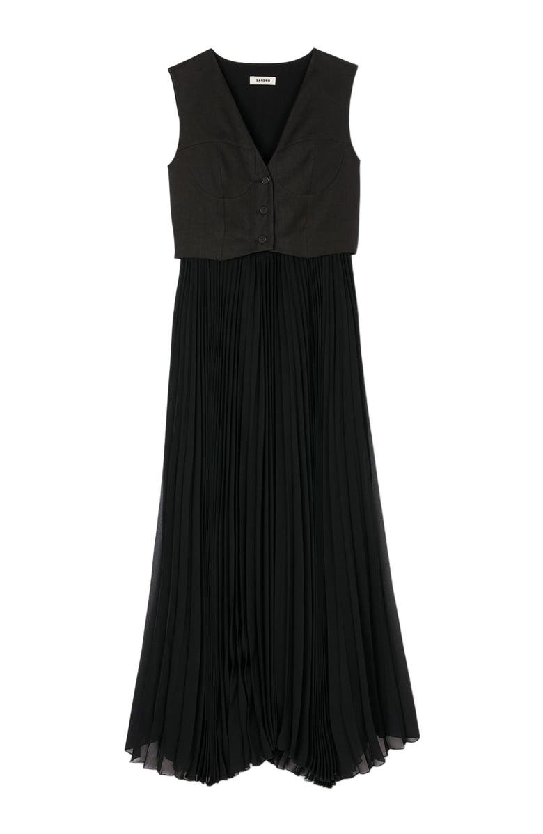 SANDRO Pleated maxi dress, Alternate, color, 