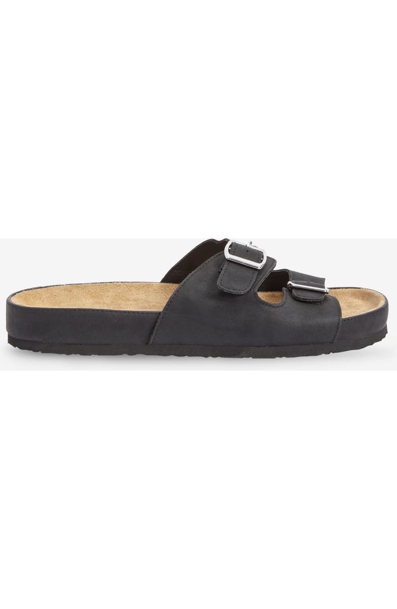 Comfortview The Maxi Leather-Like Adjustable Slip On Footbed Sandal, Alternate, color, Black
