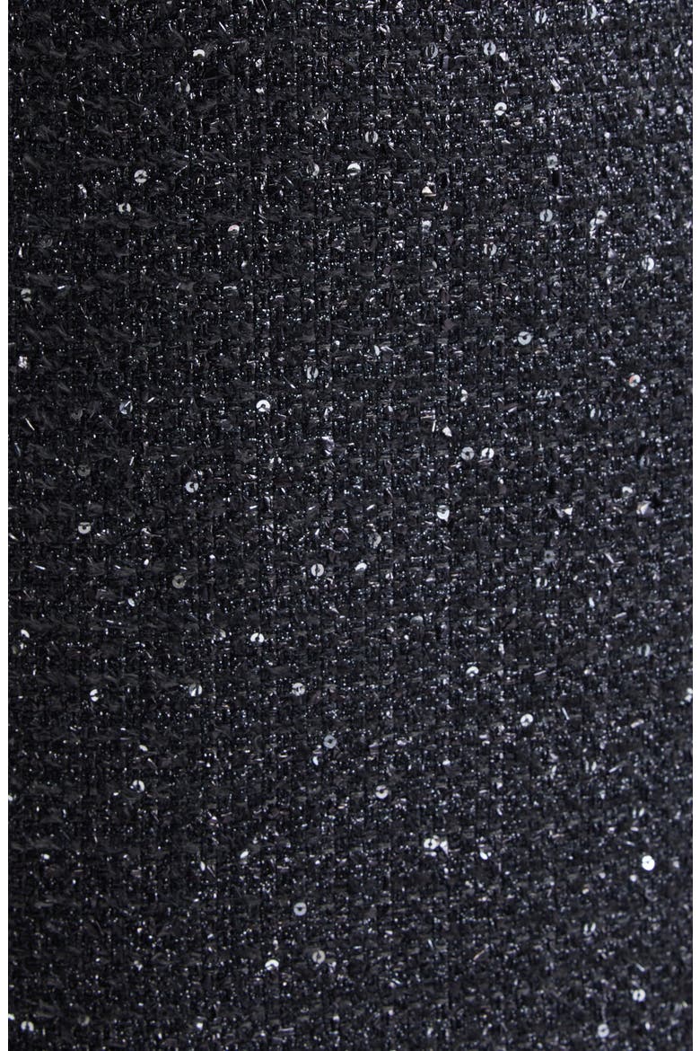 Puff Sleeve Metallic Tweed Sheath Dress, Alternate, color, BLACK
