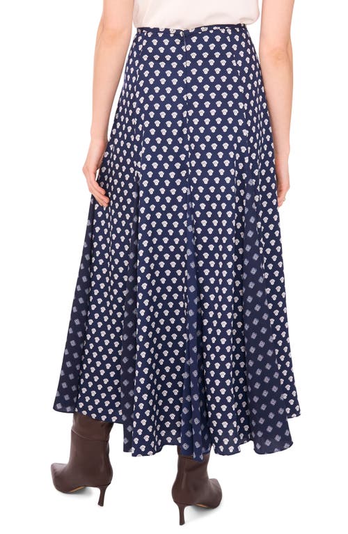 1.state Foulard Print Godet Maxi Skirt In Blue