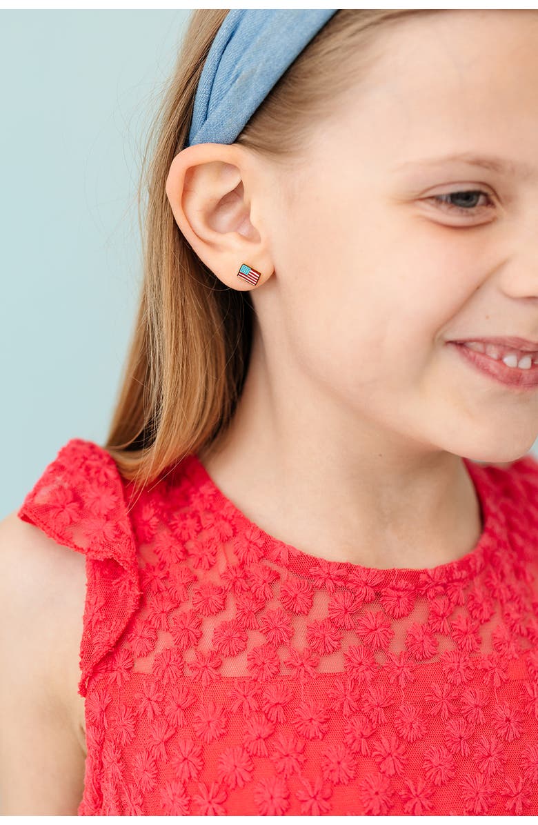Pip Pop American Flag Stud Earring, Alternate, color, Red, White & Blue
