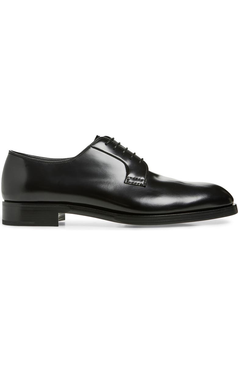 Prada Formale Spazzolato Plain Toe Derby, Alternate, color, Nero