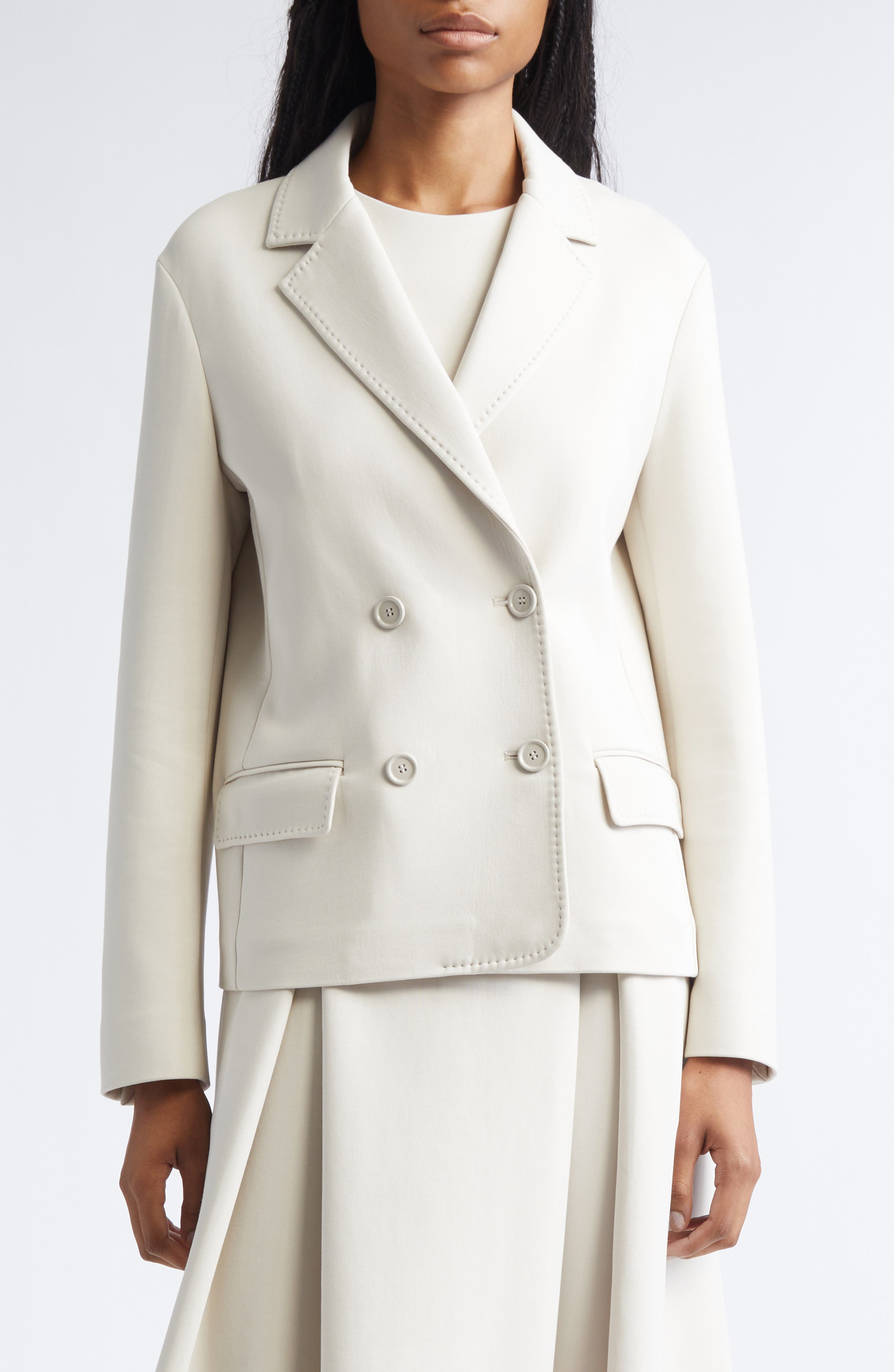 Badia Double Breasted Double Face Jersey Blazer