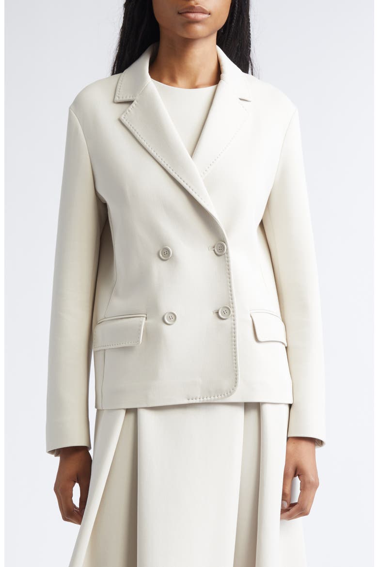 Badia Double Breasted Double Face Jersey Blazer, Main, color, BEIGE