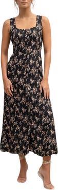 Blu Pepper Floral Sleeveless Button Front Midi Dress