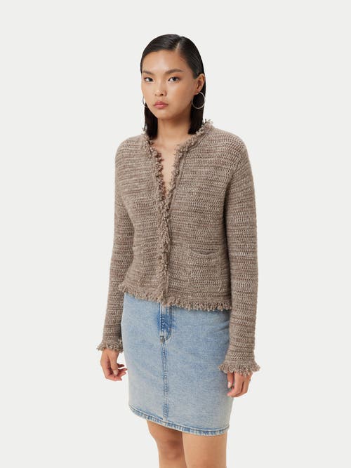 Gobi Mongolian Cashmere Organic Color Hook And Eye Closure Cashmere Cardigan In Taupe