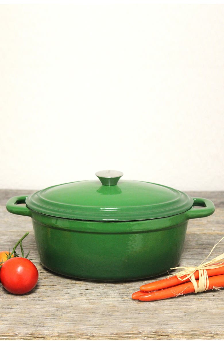 BergHOFF INTERNATIONAL 5 Qt. Green Cast Iron Covered Casserole Dish, Alternate, color,