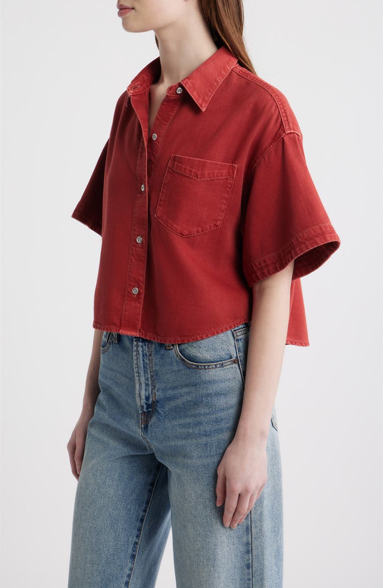 rag & bone Marin Crop Cotton Blend Button-Up Shirt, Alternate, color, Sienna Stne
