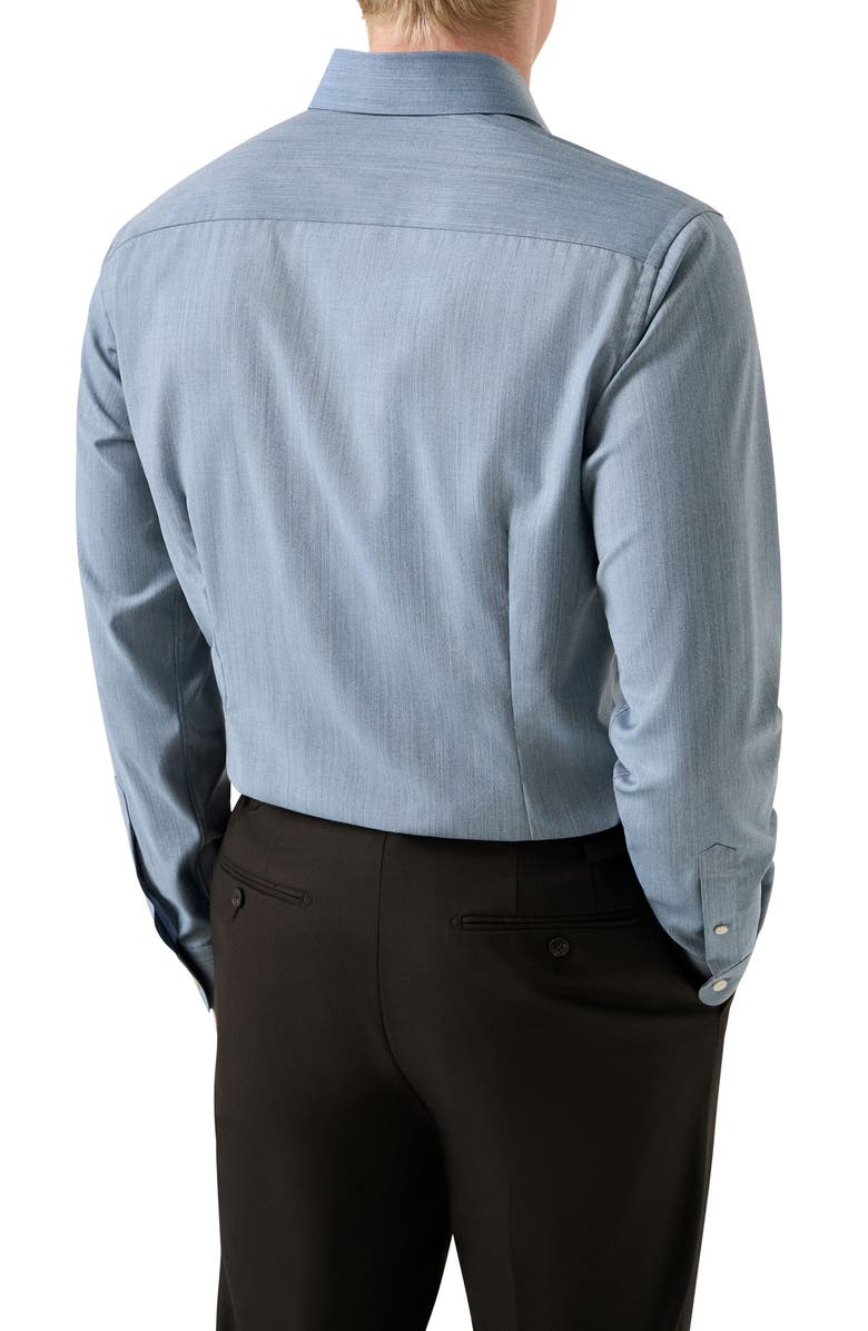 Eton Slim Fit Blue Mélange Wool Dress Shirt, Alternate, color, Medium Blue