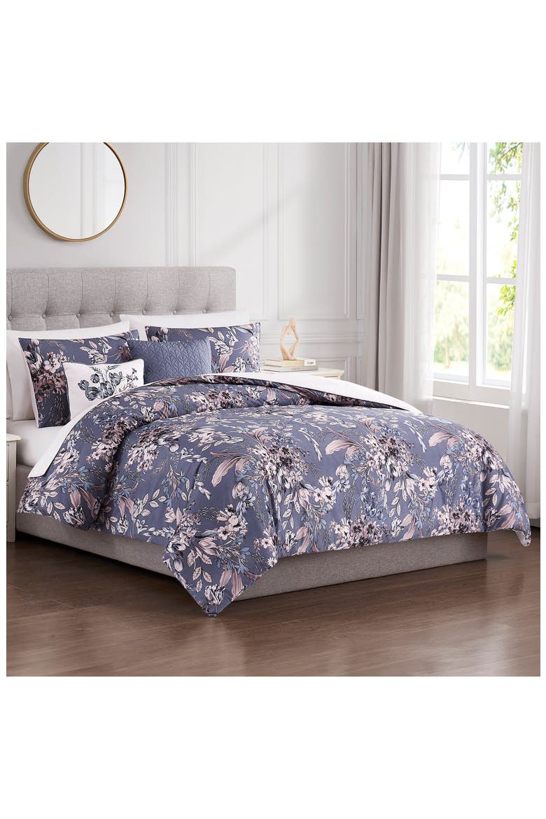 Print Comforter & Sham Set, Alternate, color, SILVER/ PURPLE