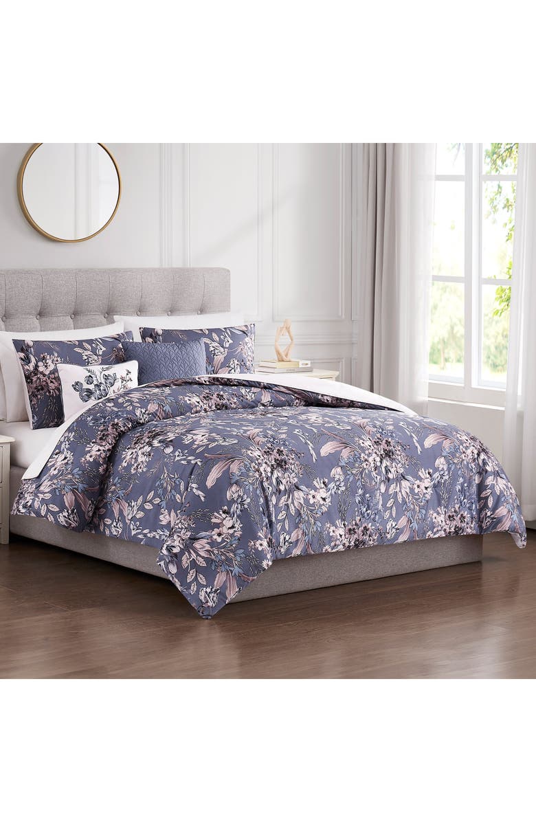 Modern Threads Print Comforter & Sham Set, Alternate, color, Silver/ Purple