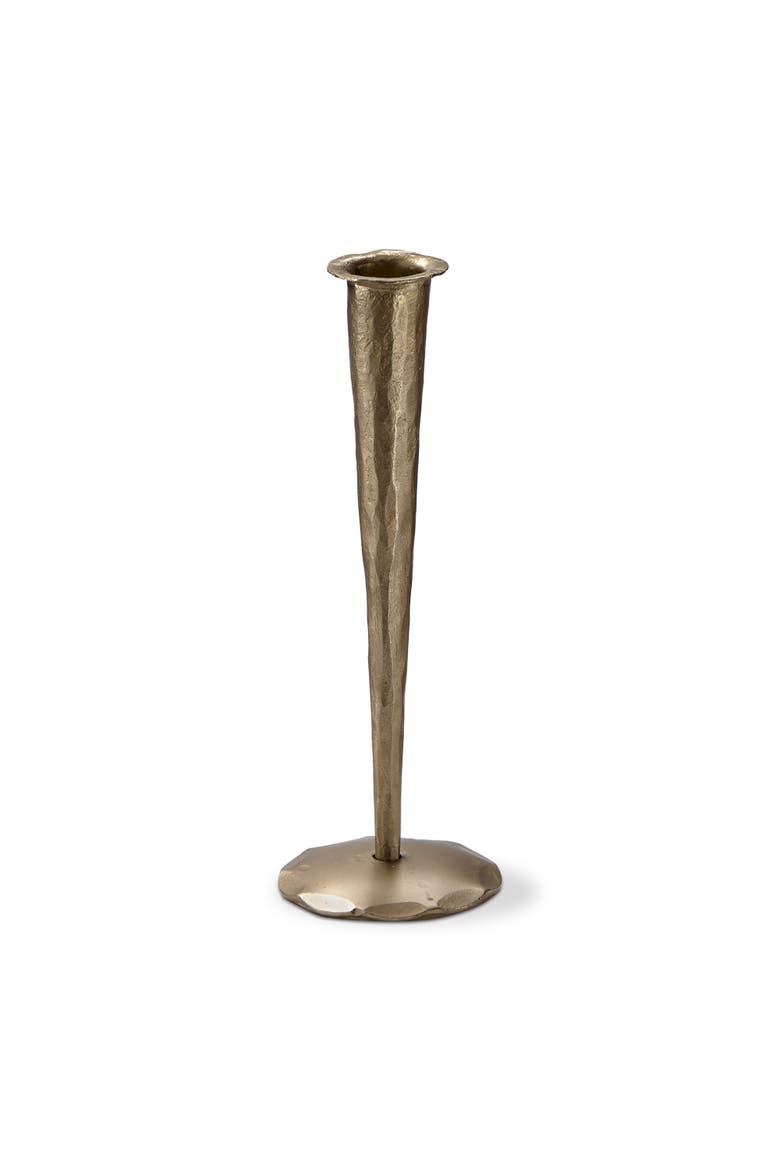 Ibiza Forged Short Taper Candle Holder Antique Gold Iron, Main, color, Gold