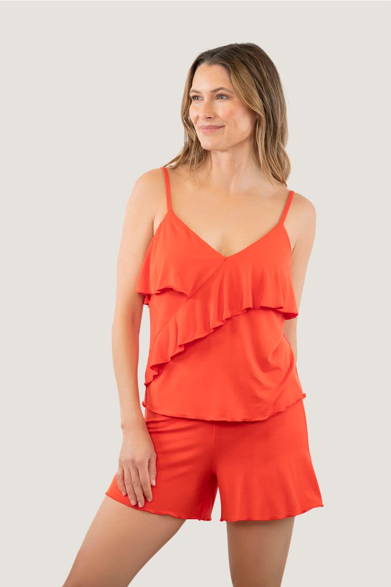 Frill Seeker Ruffle Lounge Top, Main, color, Poppy