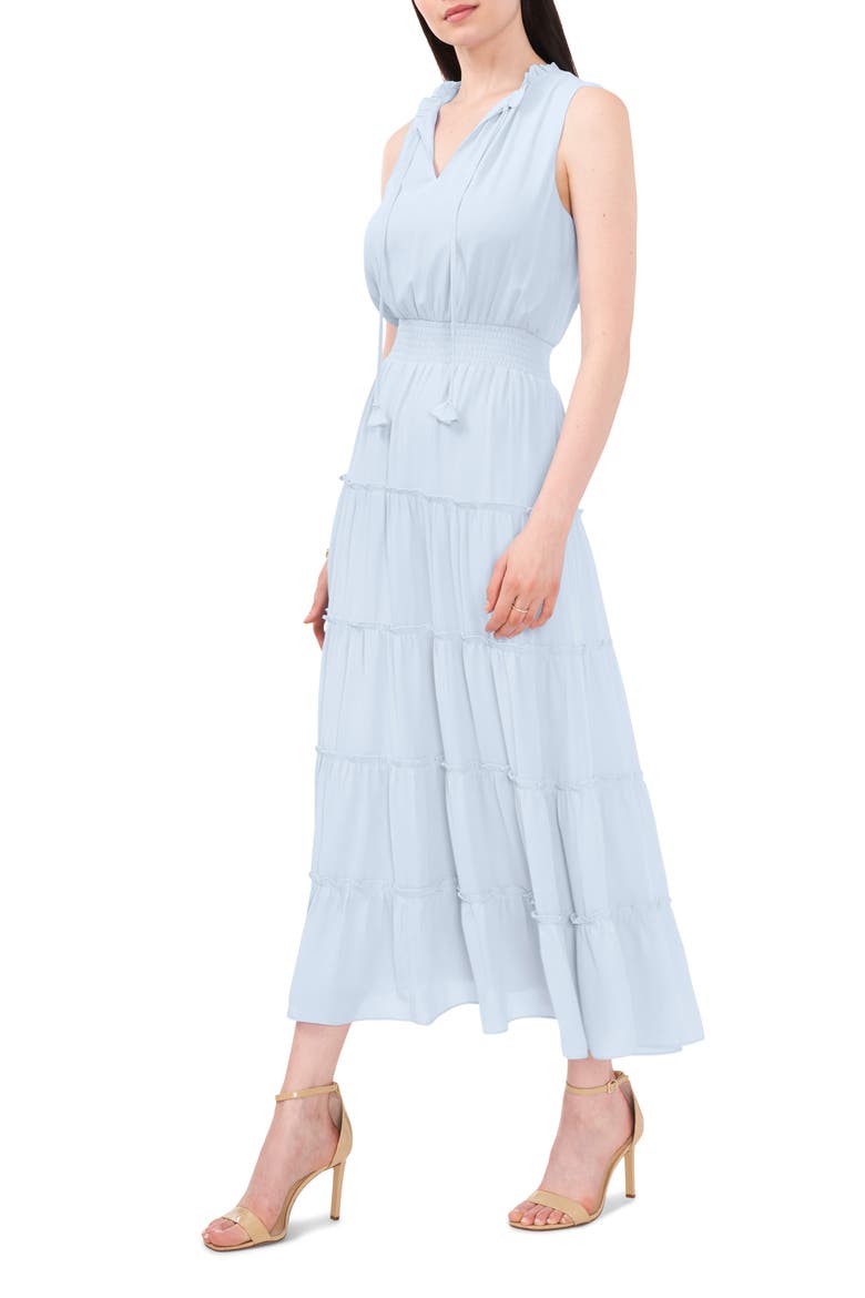Sleeveless Tiered Maxi Dress, Alternate, color, PEBBLES BLUE