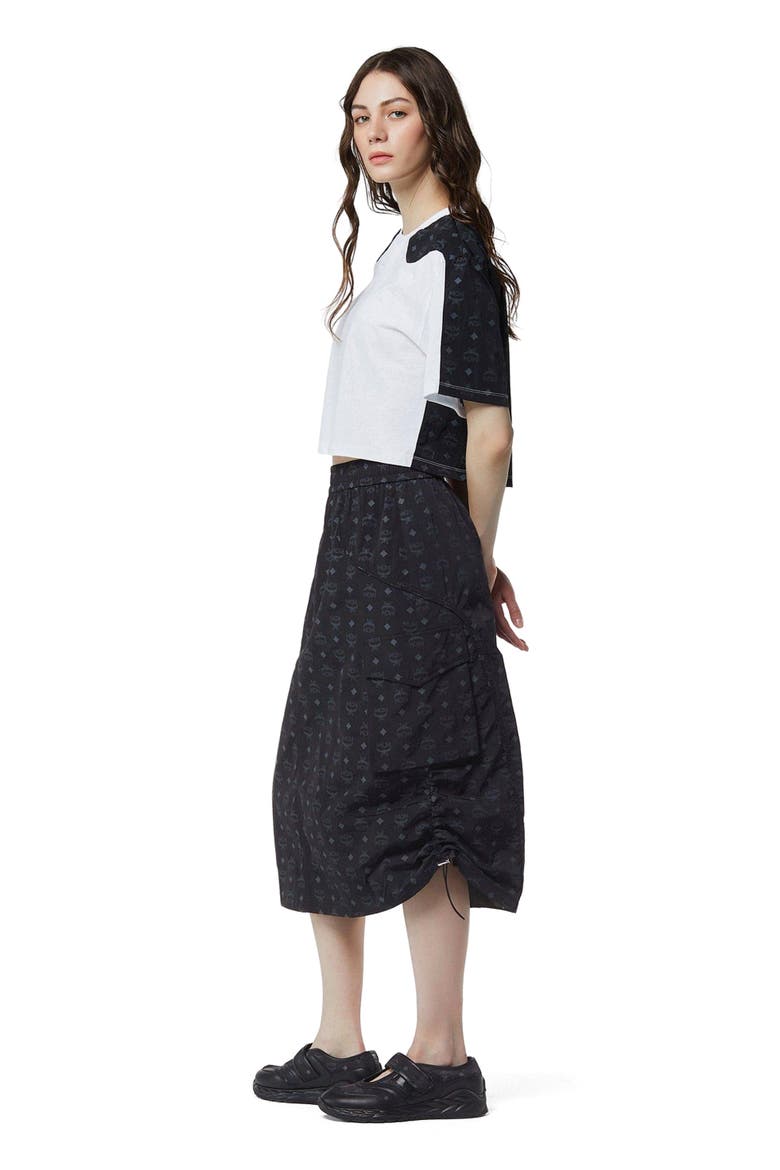 Monogram Midi Skirt in Recycled Nylon, Alternate, color, Black